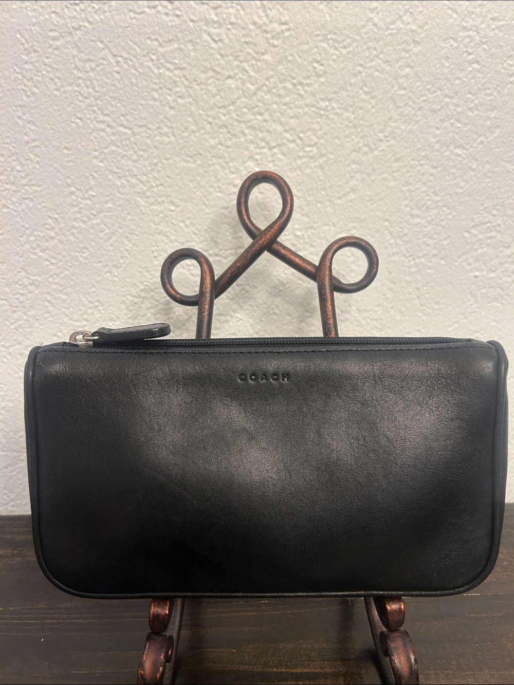 Coach Vintage Black Glove Tanned Leather Makeup Pouch